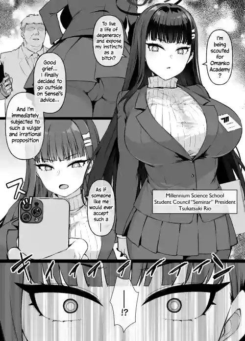 Blue Archive MC Tsukatsuki Rio ga Maso Mesu Bitch ni Otosare Omanko Gakuen ni Tenkou suru Manga 9P