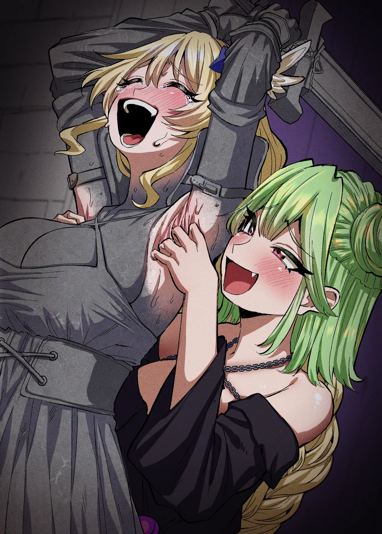 Medusa Kusuguri Haishin ~3-nin no Boukensha-chan, Shinu hodo Kusugutte Mita!~ | 美杜莎搔痒直播～试着把3个冒险者妹子搔痒到死！～ page 2 full